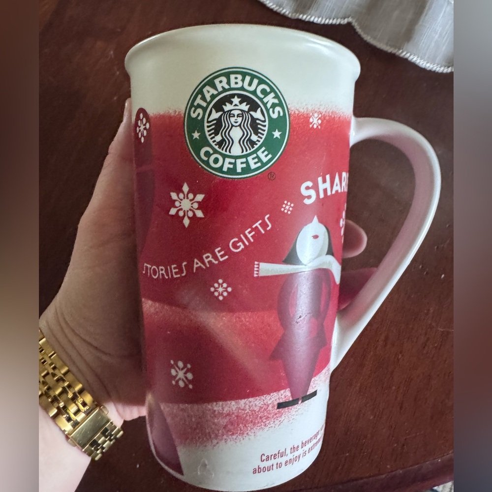 Vintage 2010 Starbucks Red and White Holiday Mug